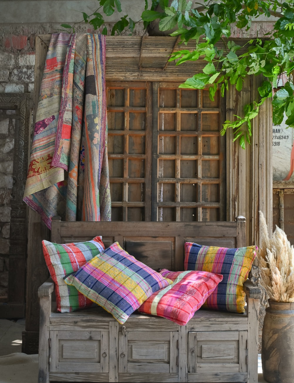 Ekaurr Cushion Cover handcrafted 18x18 inch artisan cushion cover with a distinctive pattern and earthy tones, versatile textile home accent for sofas beds and living spaces