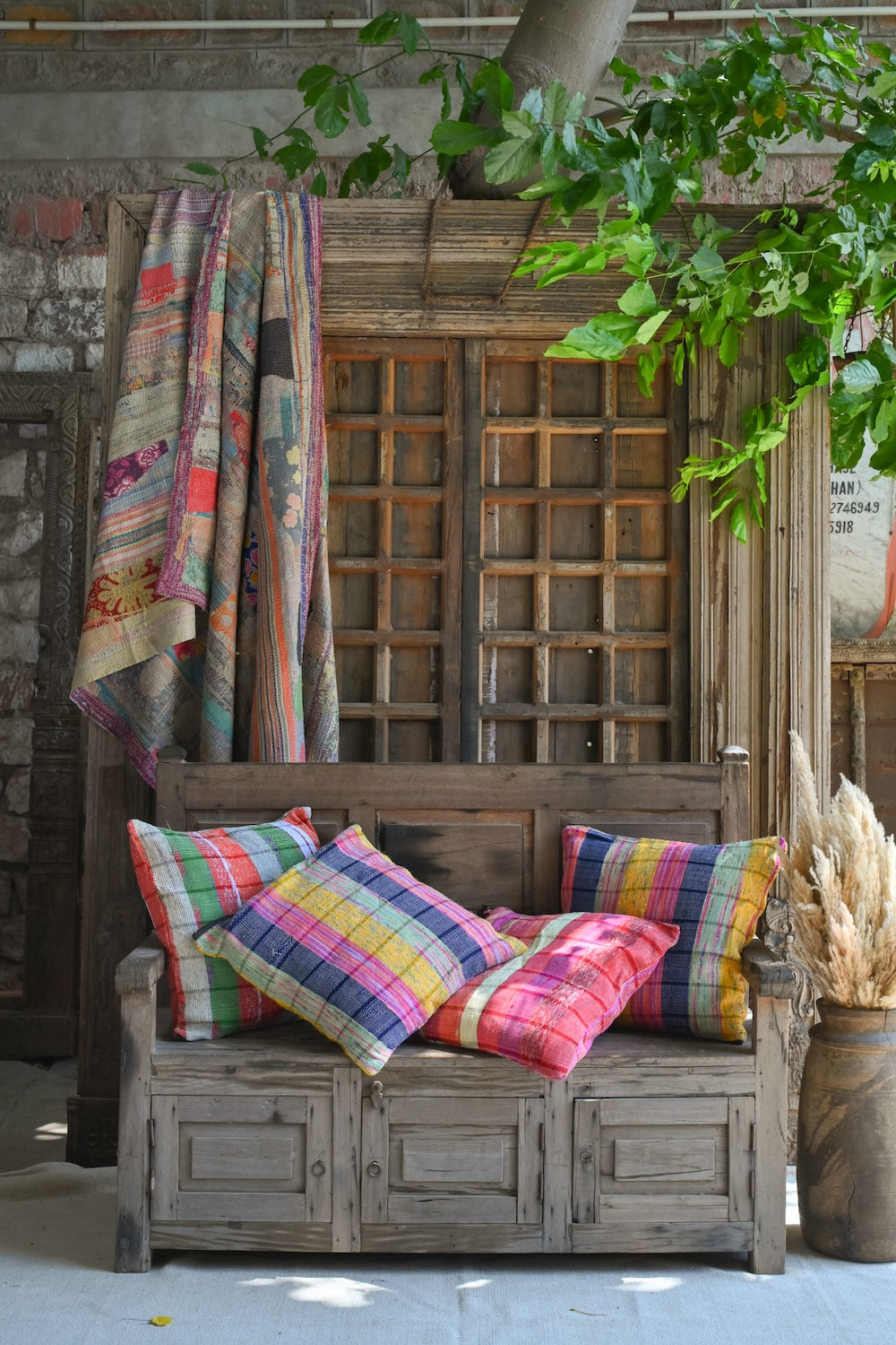 Ekaurr Cushion Cover handcrafted 18x18 inch artisan cushion cover with a distinctive pattern and earthy tones, versatile textile home accent for sofas beds and living spaces