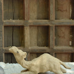 Ekaurr Desert Rest handcrafted jute camel sculpture in a resting pose, earthy natural fibre animal figurine for home decor shelves or nature-inspired styling