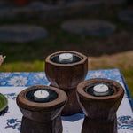 Ekaurr Dhuni Candles set of 3 handcrafted candles inspired by the sacred dhuni fire ritual, artisan spiritual candles for meditation pooja spaces and mindful home ambience