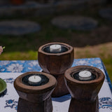 Ekaurr Dhuni Candles set of 3 handcrafted candles inspired by the sacred dhuni fire ritual, artisan spiritual candles for meditation pooja spaces and mindful home ambience