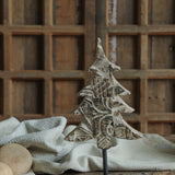 Ekaurr Distressed White Christmas Tree on Iron Base handcrafted paper mache tree in a whitewashed distressed finish mounted on an iron base, rustic festive home decor accent for shelves and mantels