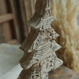 Ekaurr Distressed White Christmas Tree on Iron Base handcrafted paper mache tree in a whitewashed distressed finish mounted on an iron base, rustic festive home decor accent for shelves and mantels