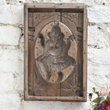 Ekaurr Divine Beginnings Ganesha Imprint Mould Decor, vintage cement mould bearing the imprint of Lord Ganesha, repurposed as spiritual home décor wall art