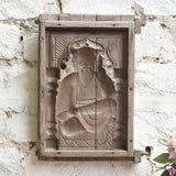 Ekaurr Divine Guide Guru Mould Decor, repurposed vintage cement idol mould bearing the imprint of a revered guru figure, one-of-a-kind spiritual sculptural wall art
