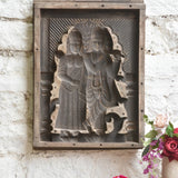 Ekaurr Divine Harmony Radha Krishna Mould Decor hand-pressed cement or clay wall art of Radha and Krishna in a harmonious abstract relief composition, artisan devotional home decor for walls and sacred spaces