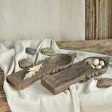 Ekaurr Diya Tray hand-chiseled from reclaimed wood with natural patina finish, traditional Indian decorative tray for diyas, candles or festive puja styling