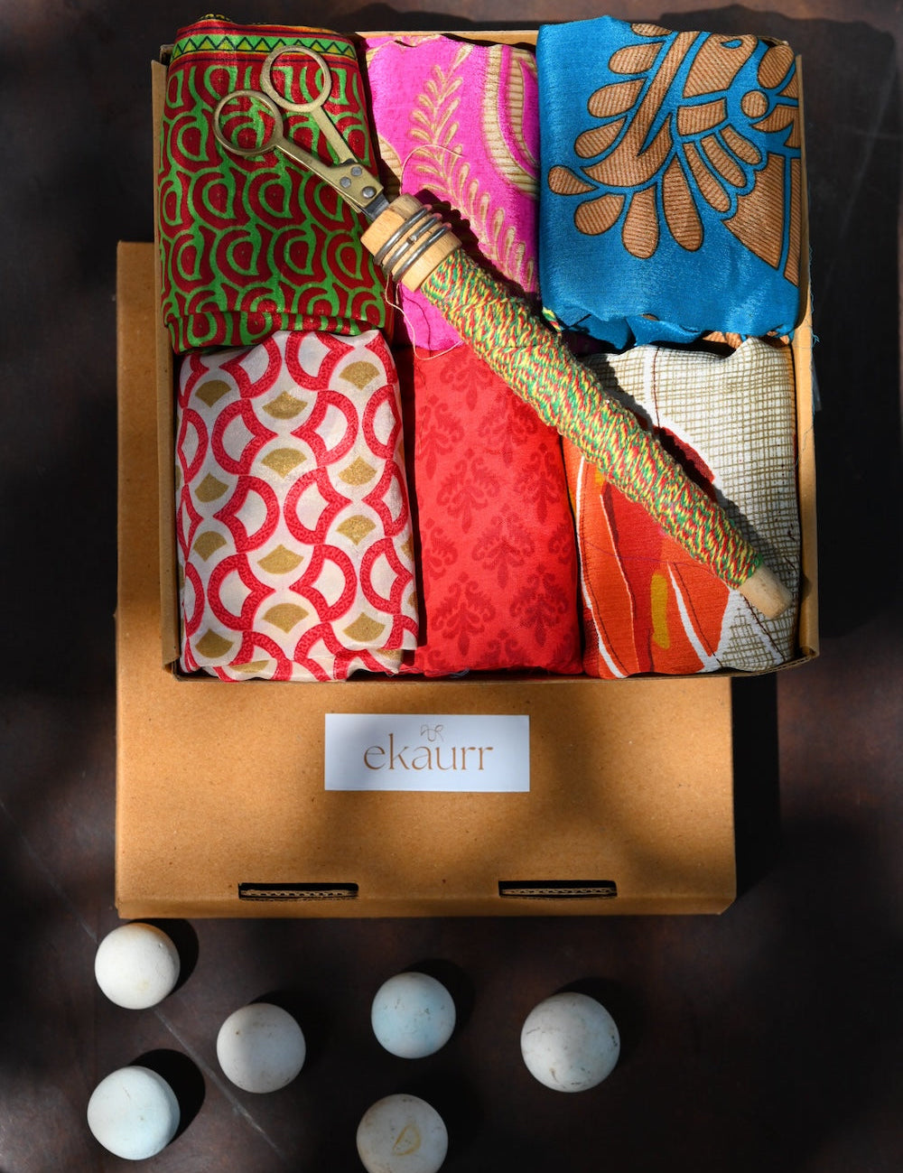Ekaurr Drape Delight handcrafted fabric drape or stole gifting set in artisan Indian textile design, versatile sustainable textile accessory or gifting piece for women's styling and festive occasions