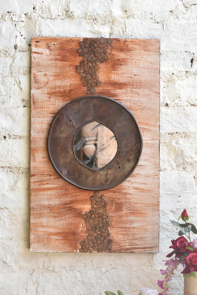 Ekaurr Earth Core Wall Art original artwork with layered circular earth-toned composition in terracotta ochre and brown tones, handcrafted wall art for living rooms and nature-inspired home interiors
