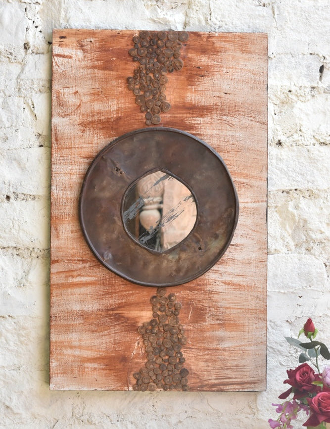 Ekaurr Earth Core Wall Art original artwork with layered circular earth-toned composition in terracotta ochre and brown tones, handcrafted wall art for living rooms and nature-inspired home interiors