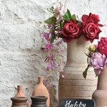 Ekaurr Earth Craft Gift Set curated artisan gift of an emblem chalkboard handcrafted wooden and terracotta vases and a set of decorative natural pebbles with complimentary greeting card, grounding sustainable gifting celebrating Indian wood and clay craft for home styling