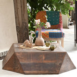 Ekaurr Earth Geometry Coffee Table handcrafted from reclaimed wood with faceted polygonal sculptural form, sustainable statement living room table