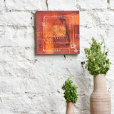 Ekaurr Earthen Pulse painting with a rhythmic abstract composition in deep terracotta warm brown and earthy organic tones, handcrafted canvas art for living rooms and nature-grounded home interiors
