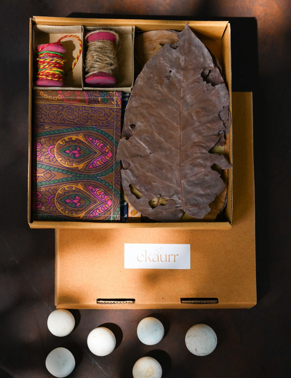 Ekaurr Eco Craft Set curated artisan gift set of eco-conscious handcrafted pieces in natural and recycled materials with complimentary greeting card, sustainable gifting celebrating Indian craft for conscious living and green occasions