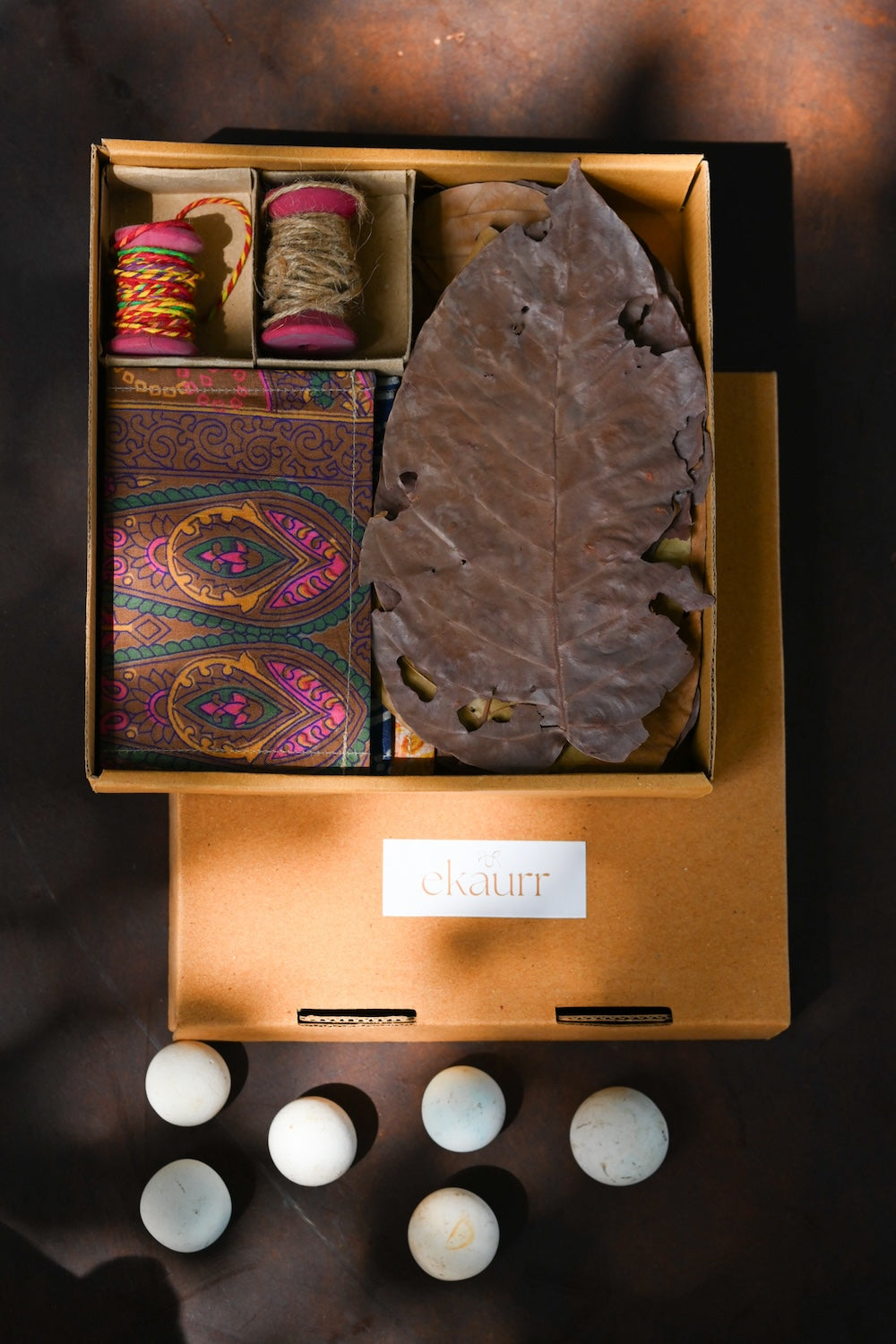 Ekaurr Eco Craft Set curated artisan gift set of eco-conscious handcrafted pieces in natural and recycled materials with complimentary greeting card, sustainable gifting celebrating Indian craft for conscious living and green occasions