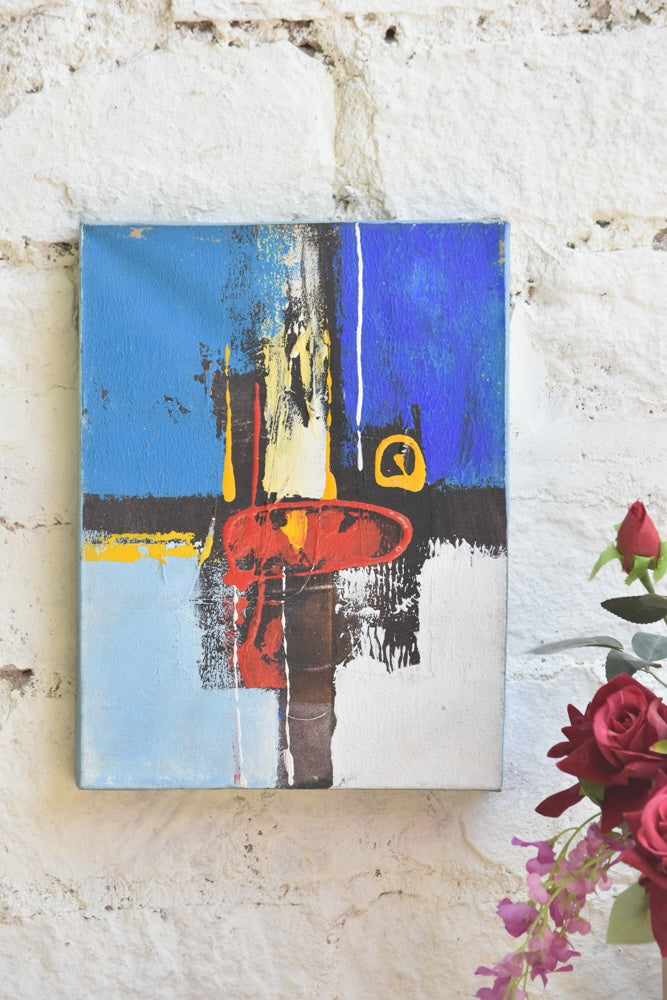 Ekaurr Electric Horizon original abstract painting with bold horizontal energy and electric tonal contrasts in vivid saturated hues, handcrafted canvas art for living rooms offices and contemporary home interiors