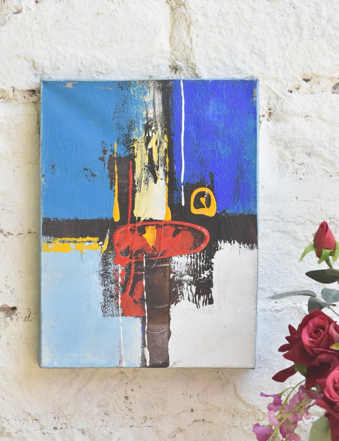 Ekaurr Electric Horizon original abstract painting with bold horizontal energy and electric tonal contrasts in vivid saturated hues, handcrafted canvas art for living rooms offices and contemporary home interiors