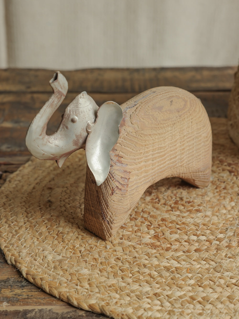 Ekaurr Elephant Decorative handcrafted elephant figurine with traditional Indian decorative detailing, auspicious artisan animal accent for shelves mantels pooja spaces and home gifting