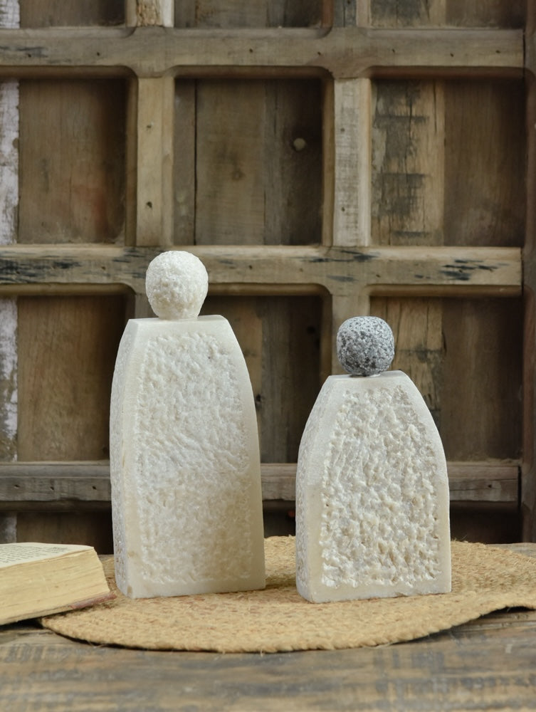 Ekaurr Eternal Duo handcrafted marble figurines set of 2 in polished natural stone, artisan paired spiritual sculpture for home altars, shelves or as a meaningful gift