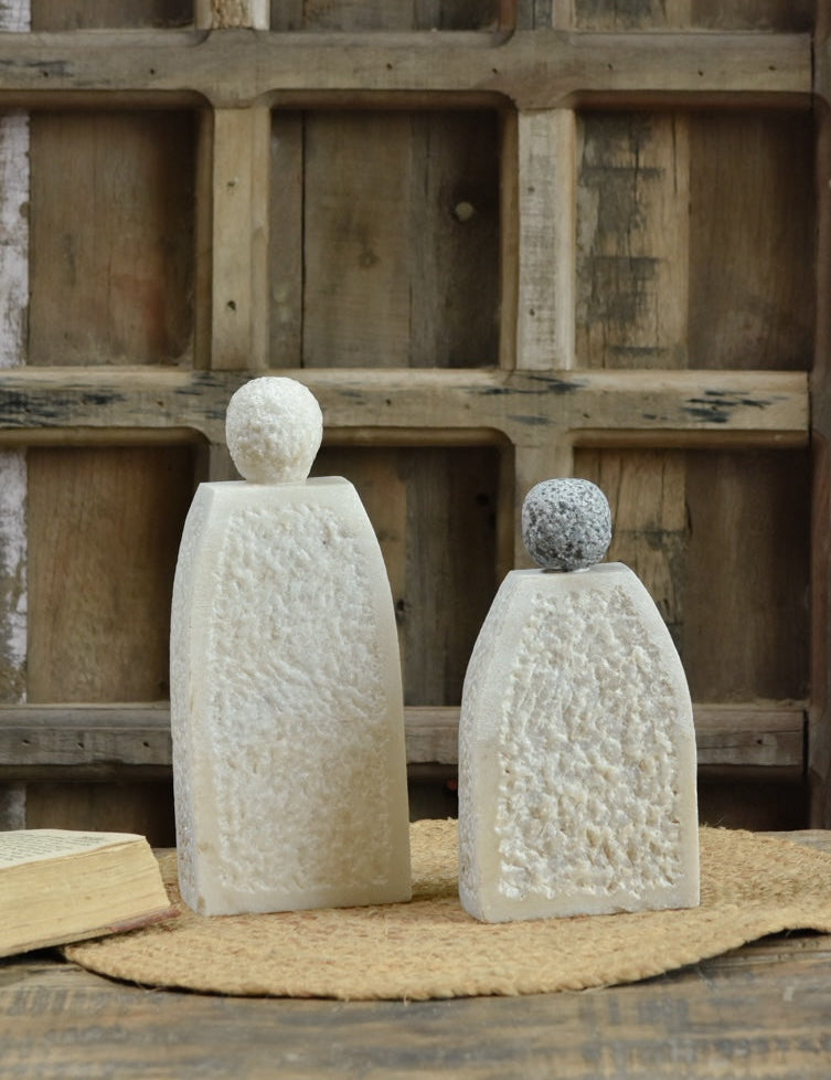 Ekaurr Eternal Duo handcrafted marble figurines set of 2 in polished natural stone, artisan paired spiritual sculpture for home altars, shelves or as a meaningful gift