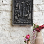 Ekaurr Eternal Love Radha Krishna Mould Decor hand-pressed cement or clay wall art depicting Radha and Krishna in an abstract relief imprint, artisan devotional home decor for walls and spiritual living spaces