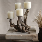 Ekaurr Eternal Tide small Candle Tree – 3-candle driftwood stand for shelves and intimate settings