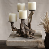 Ekaurr Eternal Tide small Candle Tree – 3-candle driftwood stand for shelves and intimate settings