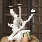 Ekaurr Eternal Tide Candle Tree – sculptural driftwood centerpiece holding multiple candles, warm ambient light