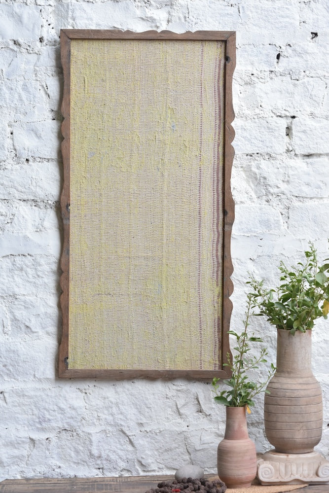 Ekaurr Fabric Form Kantha Wall Art handcrafted kantha textile wall hanging with abstract fabric form composition in layered patchwork tones, artisan Indian textile art for living rooms and contemporary wall decor