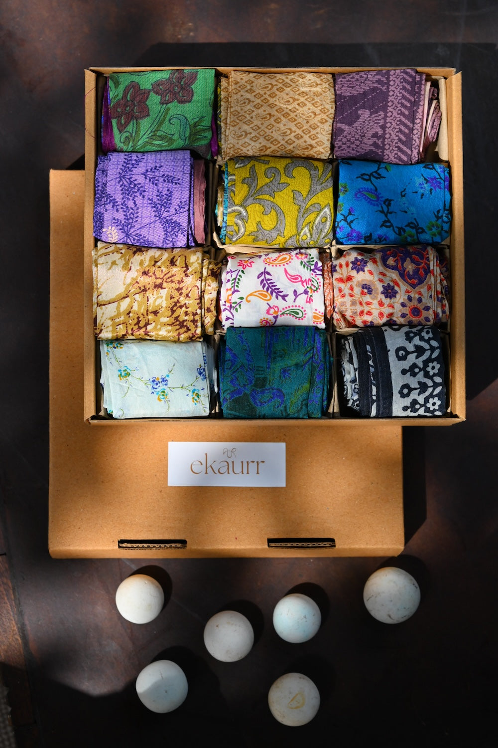 Ekaurr Fabric Ribbons handcrafted artisan fabric ribbon set in assorted Indian textile prints and tones, sustainable eco-friendly gift wrapping accessory and decorative trim for conscious gifting and festive styling