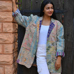 Ekaurr BIGDI Faded Luxe Blazer cotton quilted reversible blazer in a faded luxe tonal palette with an elegantly worn finish, artisan slow fashion outerwear for women from the BIGDI Blazers Coats and Robes collection