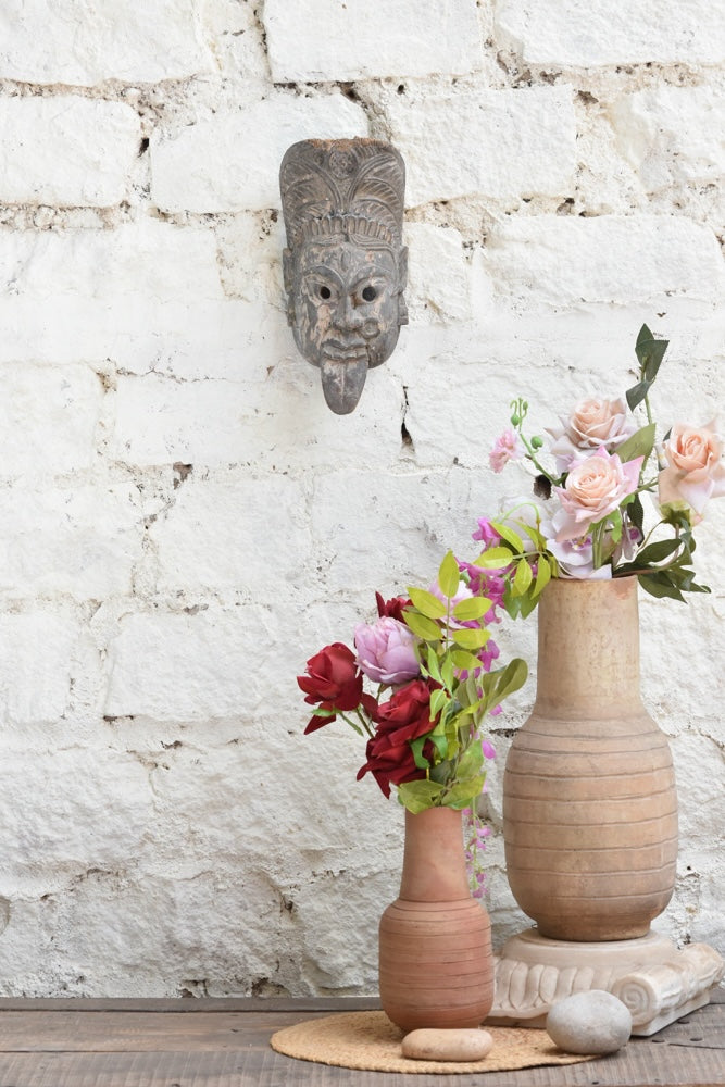 Ekaurr The Fierce Protector Mask – bold hand-carved decorative wall mask with warrior-like expression, dramatic artisan home decor