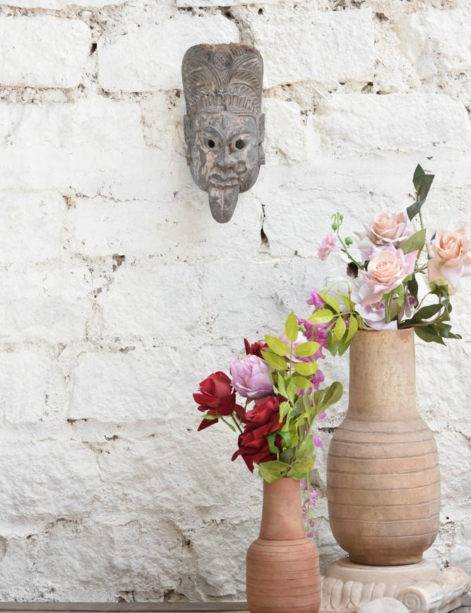 Ekaurr The Fierce Protector Mask – bold hand-carved decorative wall mask with warrior-like expression, dramatic artisan home decor