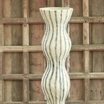 Ekaurr Fluted Striped Paper Mache Vase with vertical fluted ribbing and striped surface, handcrafted from recycled paper by rural Indian women artisans in Rajasthan