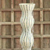 Ekaurr Fluted Striped Paper Mache Vase with vertical fluted ribbing and striped surface, handcrafted from recycled paper by rural Indian women artisans in Rajasthan