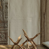 Ekaurr Foldable Wooden Stands shown in open display position showing the collapsible joint and natural wood surface