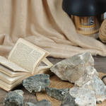 Ekaurr Forest Mist Stone set of handpicked natural stones in cool green-grey forest tones, ethically sourced unpolished pebbles for organic home décor tablescapes
