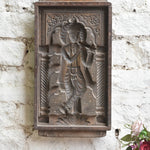 Ekaurr From Faith to Form Krishna Decor hand-pressed cement or clay mould wall art of Lord Krishna in an abstract imprint form, artisan devotional home decor for walls altars and spiritual living spaces