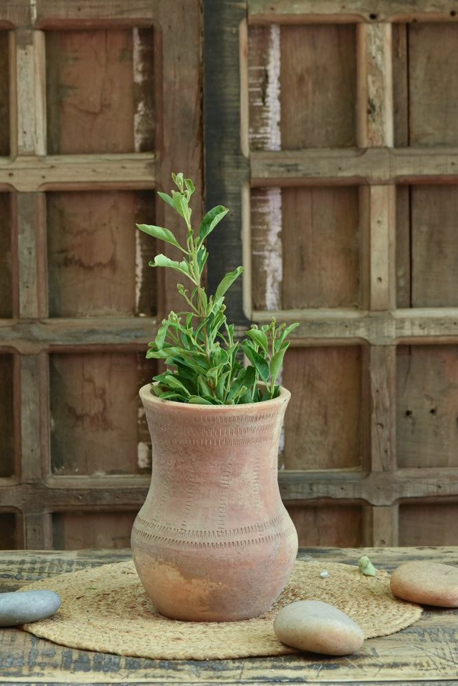 Ekaurr Ghanti-Shape Terracotta Planter handmade by rural Indian women artisans in playful bell-inspired form, natural earthy terracotta for indoor or outdoor planters