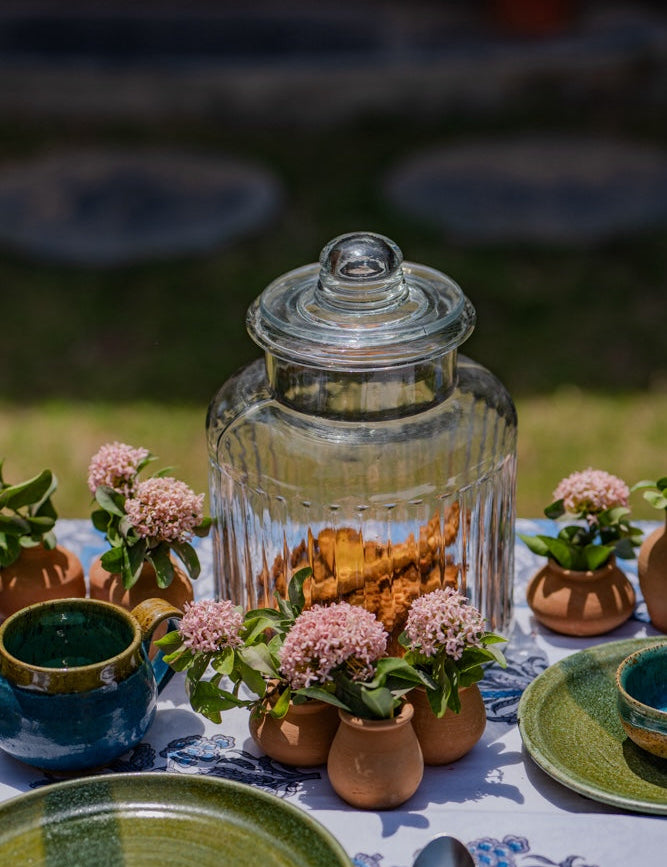 Ekaurr Glass Jar with Lid clear glass storage jar with a fitted lid, artisan kitchen essential for storing spices grains or dry goods with a clean minimal aesthetic for pantry and counter styling