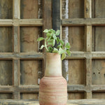 Ekaurr Gola-Neck Terracotta Planter handmade by rural Indian women artisans with rounded globe body and distinct narrow neck form, earthy terracotta for indoor plants