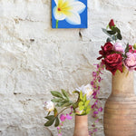 Ekaurr Golden Bloom original painting with luminous floral bloom forms in gold ochre and warm yellow tones, handcrafted botanical canvas art for living rooms bedrooms and nature-inspired home interiors
