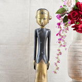 Ekaurr Golden Harmony Couple set of 2 handcrafted ceramic figurines in warm golden finish, artisan paired sculpture representing togetherness for home decor or gifting