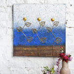 Ekaurr Golden Sprout Garden mixed-media wall art depicting organic sprouting botanical forms in gold and earth tones with embossed textured surface, handcrafted nature-inspired home decor for living rooms and hallways