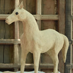 Ekaurr Grace Horse handcrafted jute horse sculpture in an elegant graceful stance, earthy natural fibre artisan animal figurine for home decor shelves and gifting