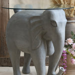 Side profile of Ekaurr Grey Sentinel Elephant decorative figurine showcasing sculpted detail and matte grey finish
