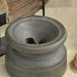 Ekaurr Grey Finish Bijani wooden decor piece showing hand-carved detailing and natural imperfections, sustainable repurposed traditional Indian artefact