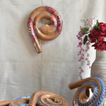 Ekaurr Hand Painted Coil Decor set of 4 handcrafted ceramic coil sculptures with artisan hand-painted surface detailing, decorative home accent set for shelves and tables