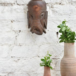 Ekaurr Hand Carved Elephant Wisdom rustic wooden wall mask channelling divine elephant energy, hand-chiselled with protective presence and ancient Indian artistry