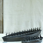 Ekaurr Handcrafted Iron Boat Sculptures set of 2 matte black iron miniature boats with textured surfaces, artisan decorative figurine pair for shelves consoles and coastal-inspired home decor